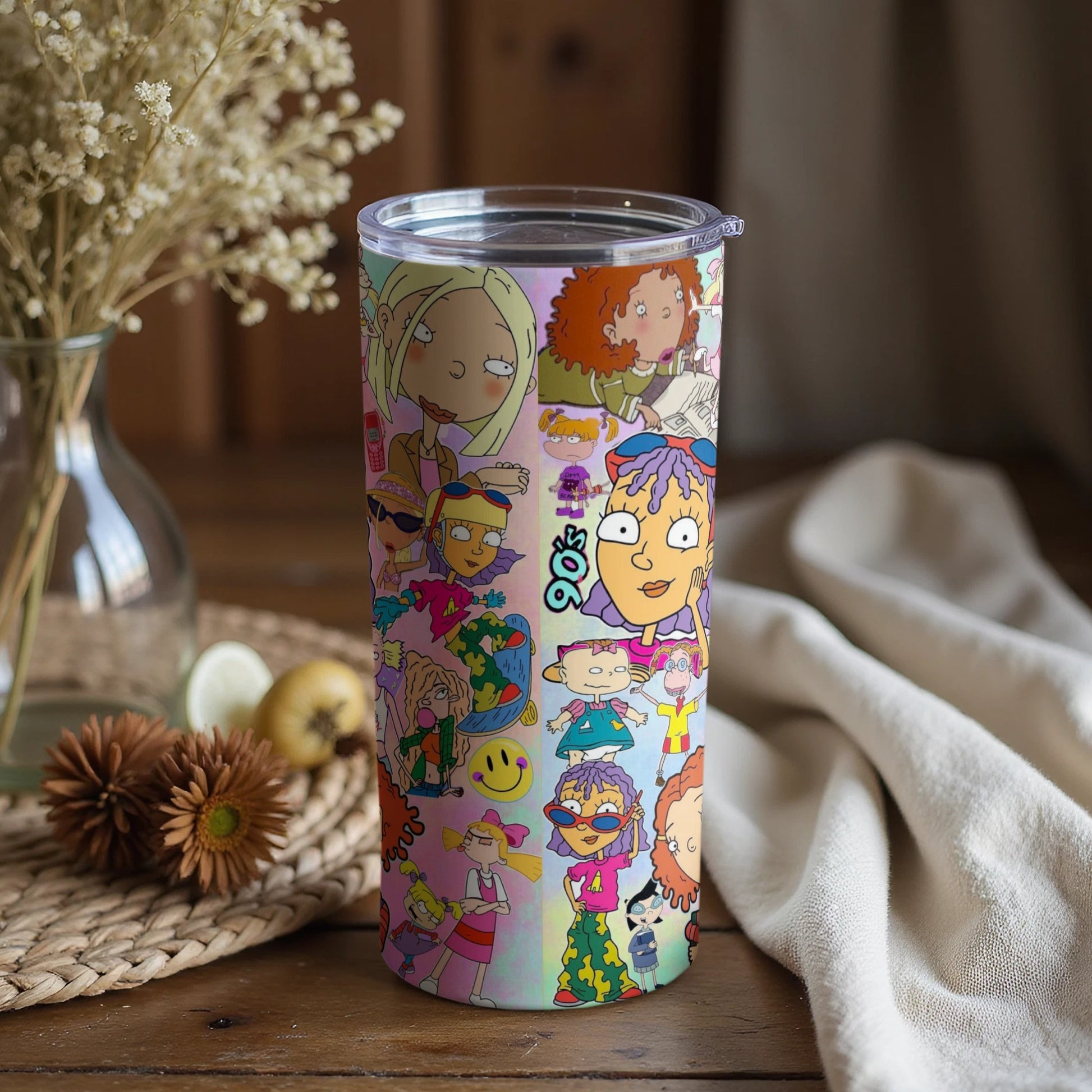 Nostalgic 90s Cartoon Characters Travel Tumbler