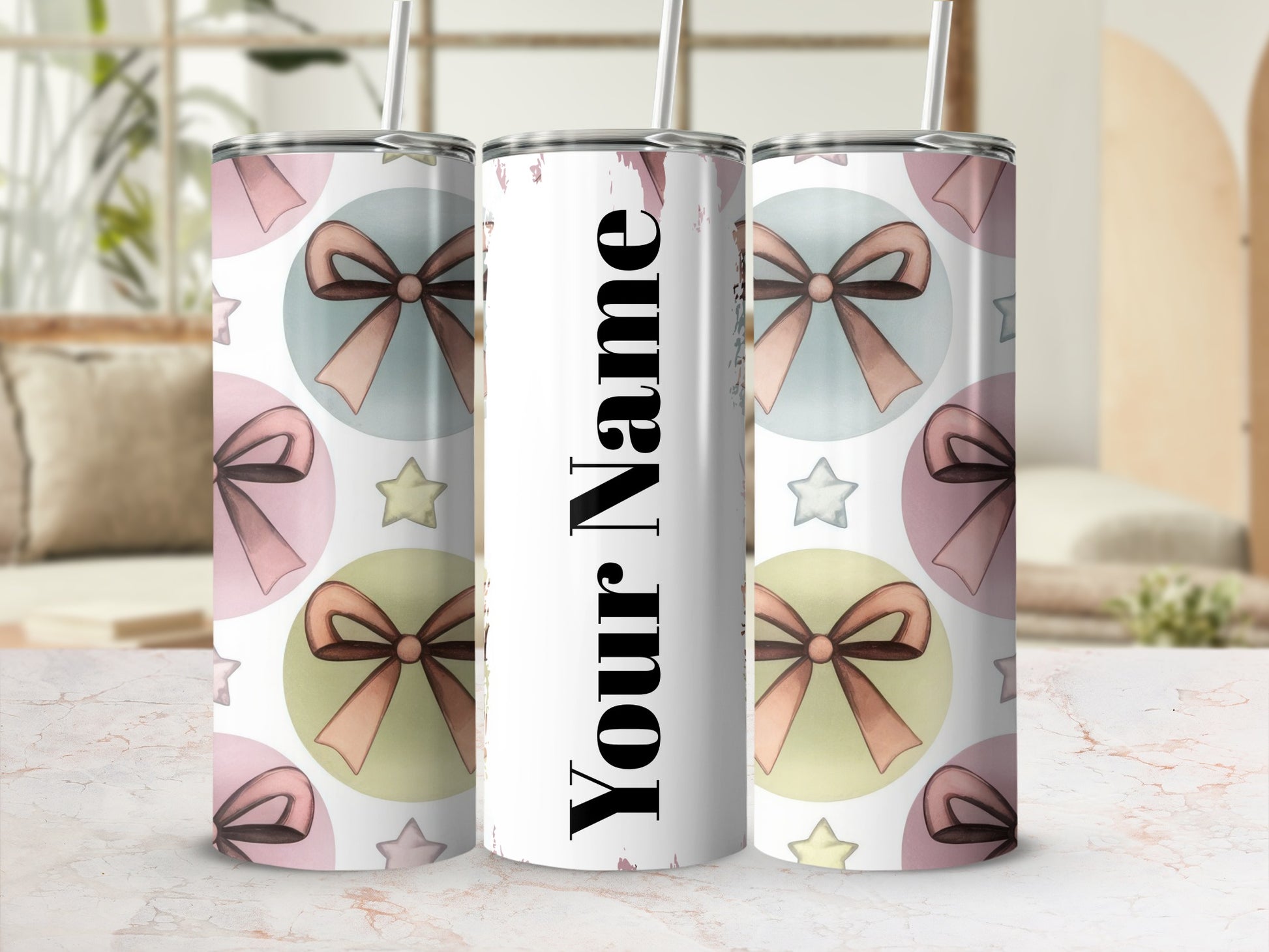 Personalized Gift Bow Design Tumbler with Custom Name