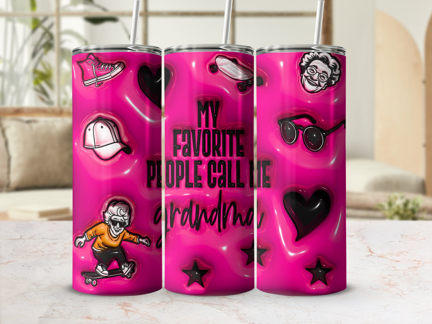My Favorite People Call Me Grandma Skater Hearts Stars product type