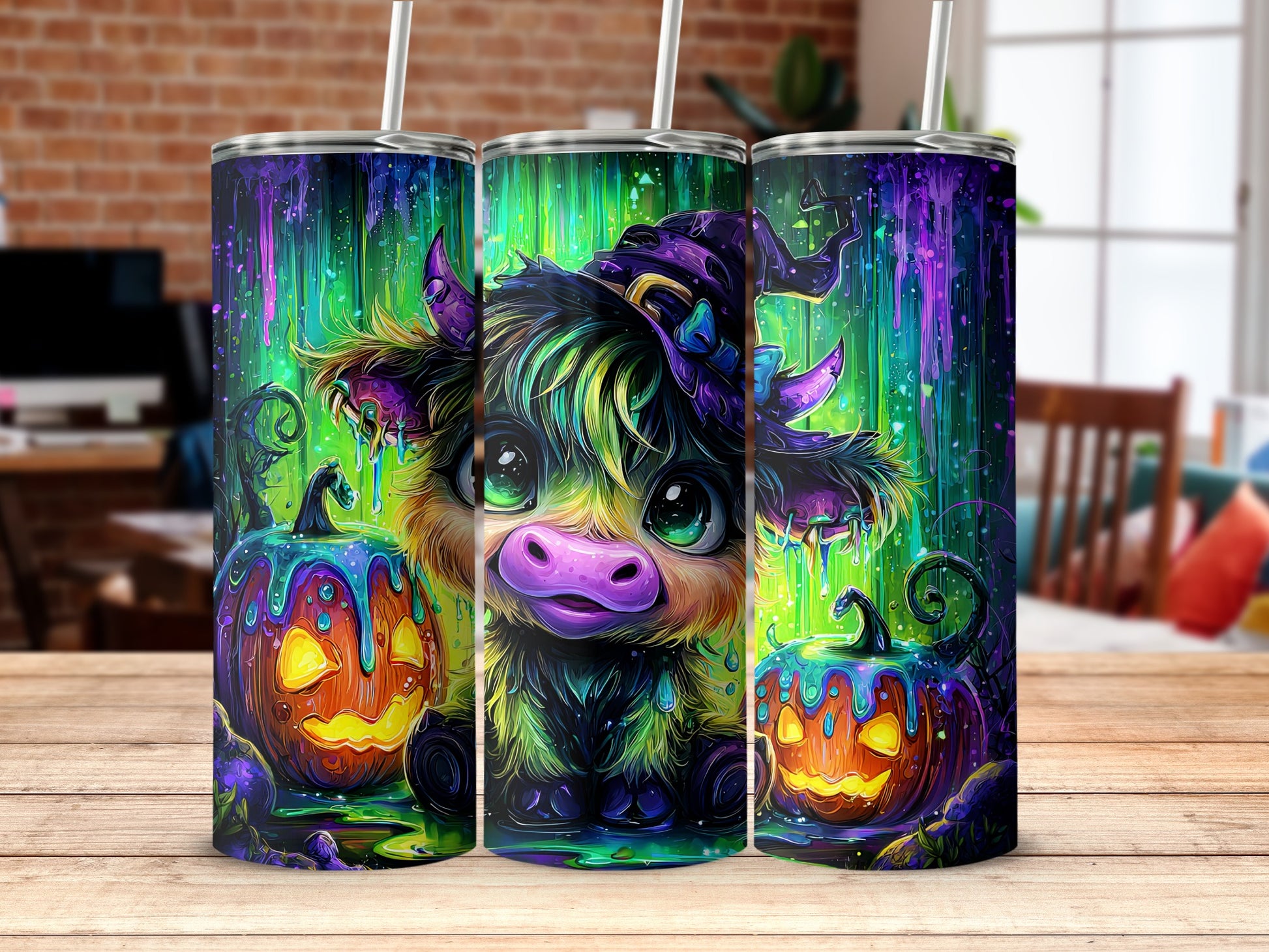 Adorable Halloween-Themed Tumbler with Jack-o'-Lanterns