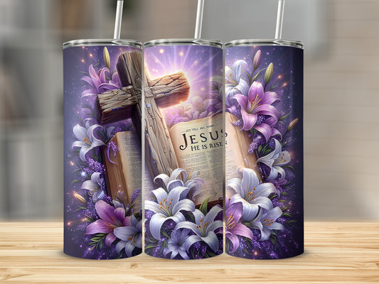 Easter Cross Jesus Risen Lilies Lavender Sparkle product type