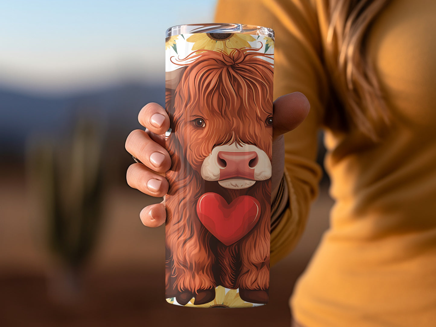 Highland Cow with Heart Design Insulated Tumbler
