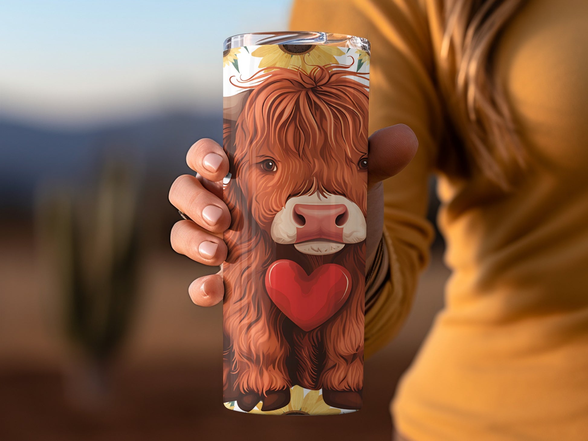Highland Cow with Heart Design Insulated Tumbler