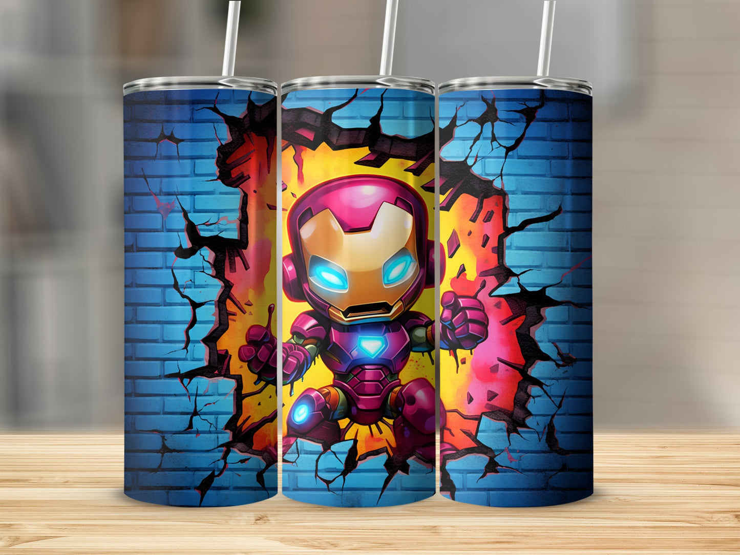 Colorful superhero cartoon print tumbler product