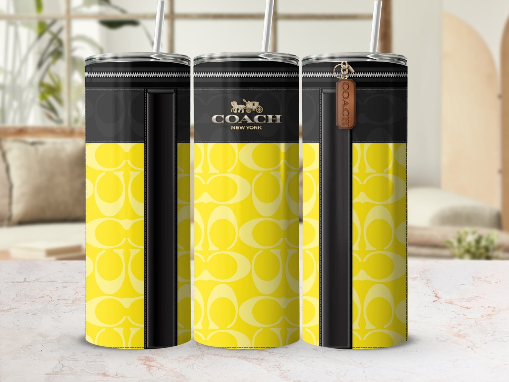 Stylish COACH New York Insulated Tumbler with Straw
