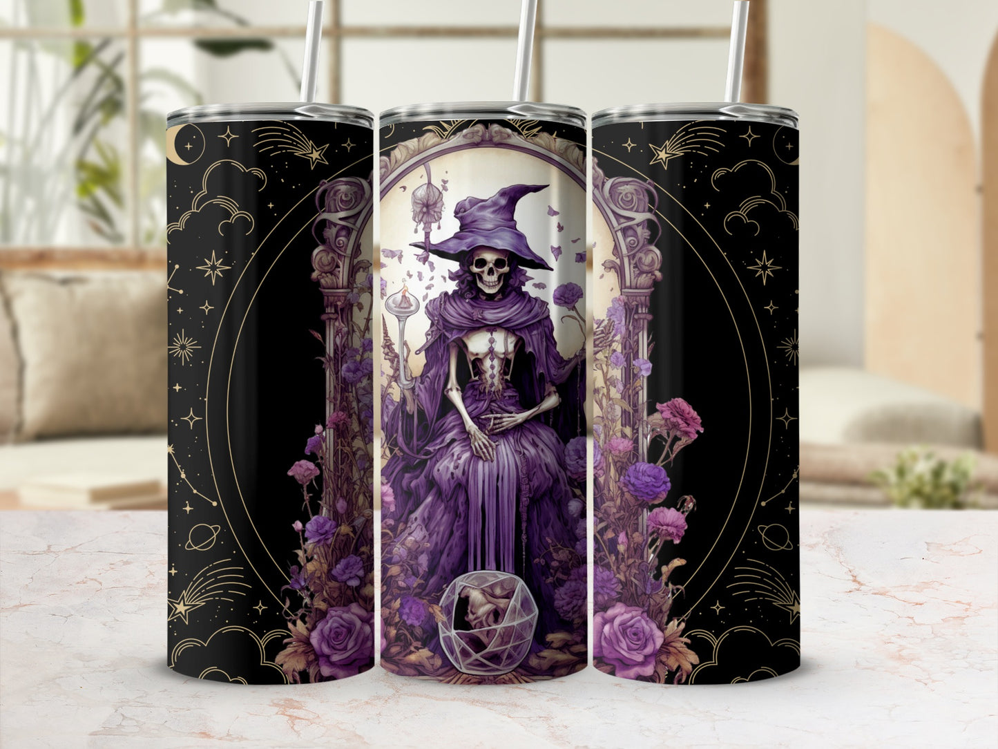 Gothic Witch Skeleton Purple Tumbler