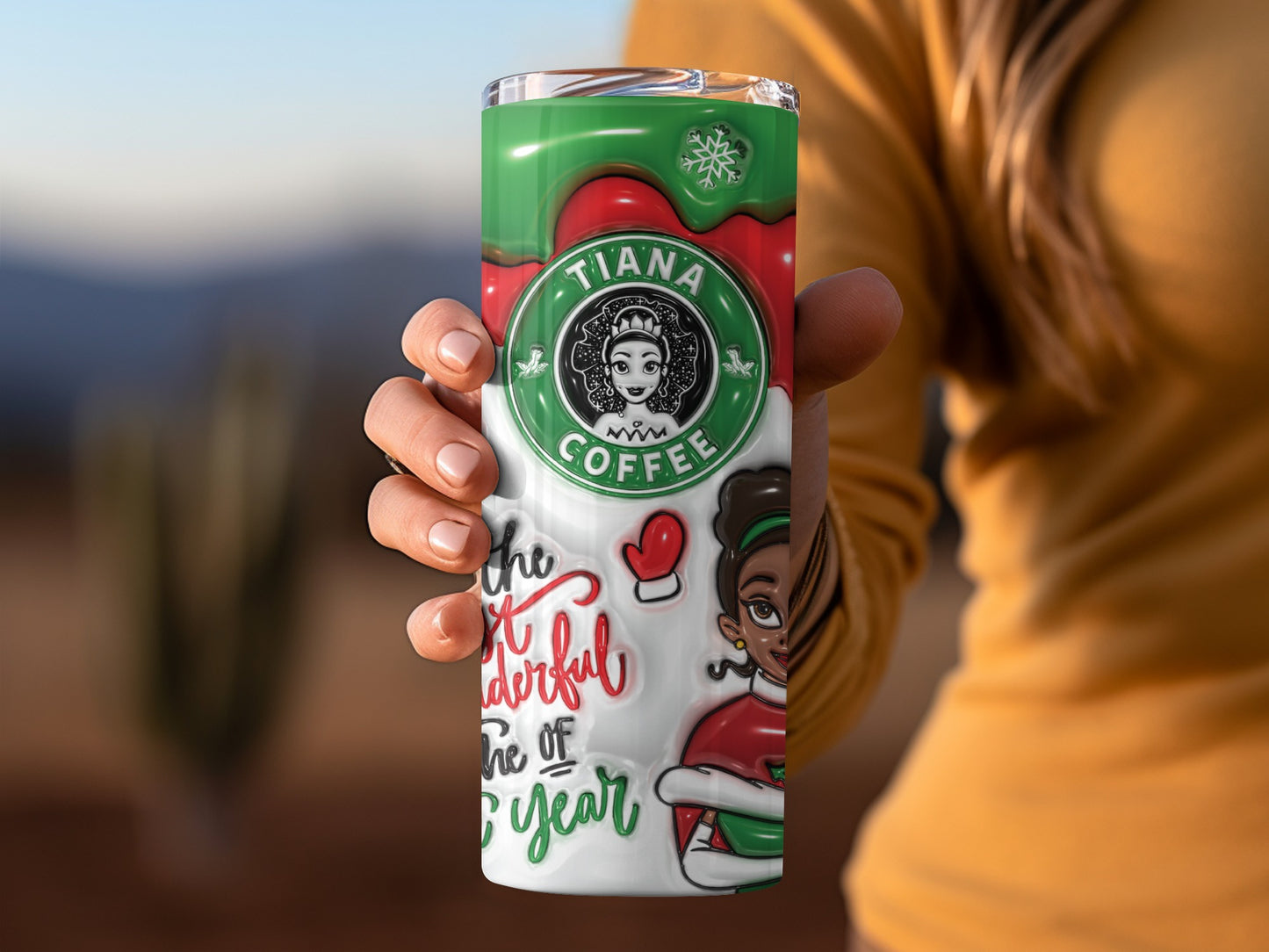 Tiana Coffee Christmas Holiday Tumbler Travel Mug