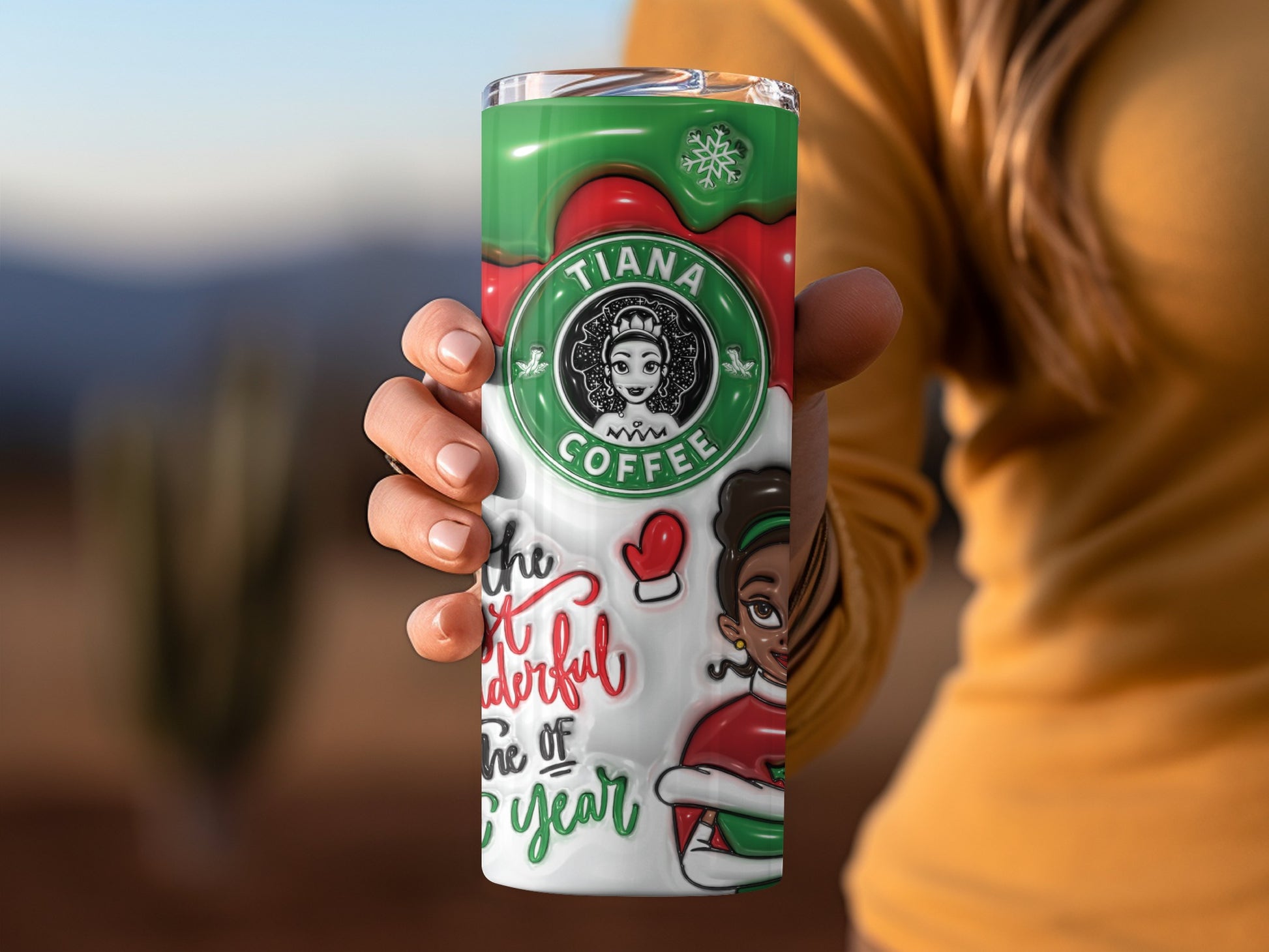 Tiana Coffee Christmas Holiday Tumbler Travel Mug