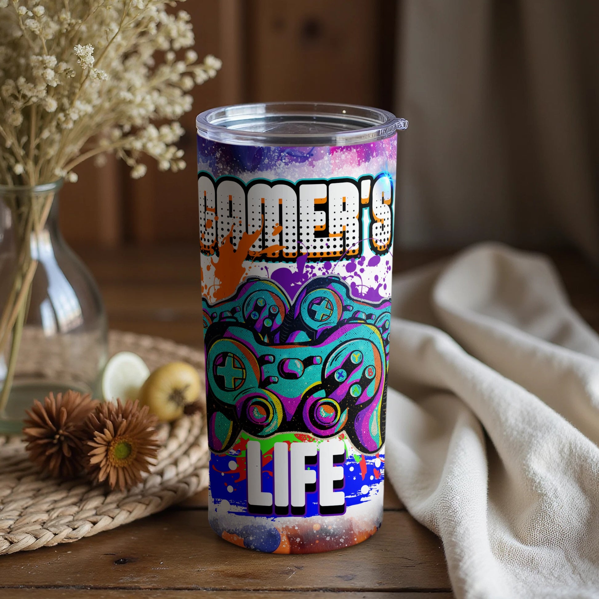 Gamer's Life Colorful Graphic Tumbler