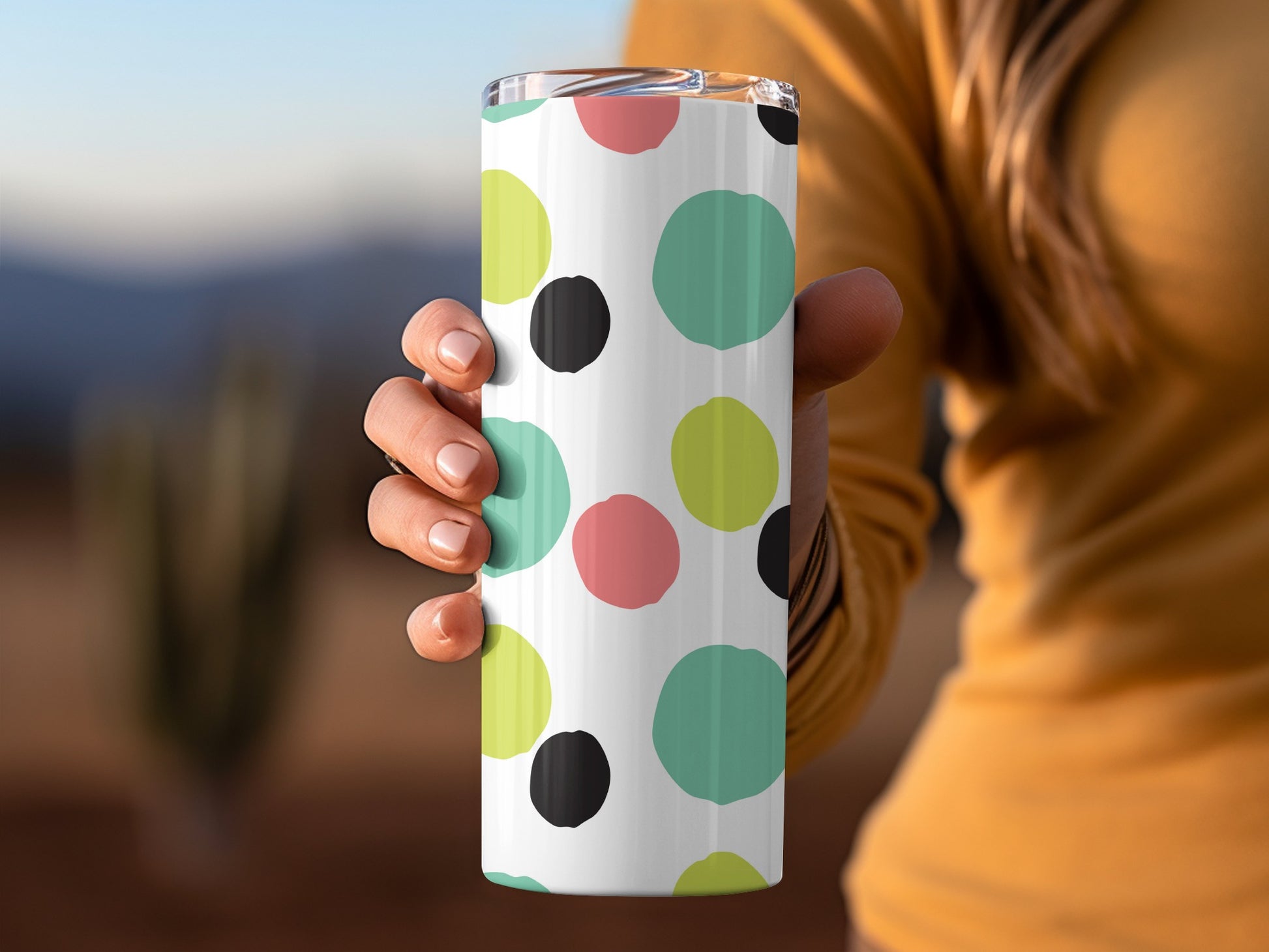 Colorful Polka Dots Insulated Travel Tumbler Product