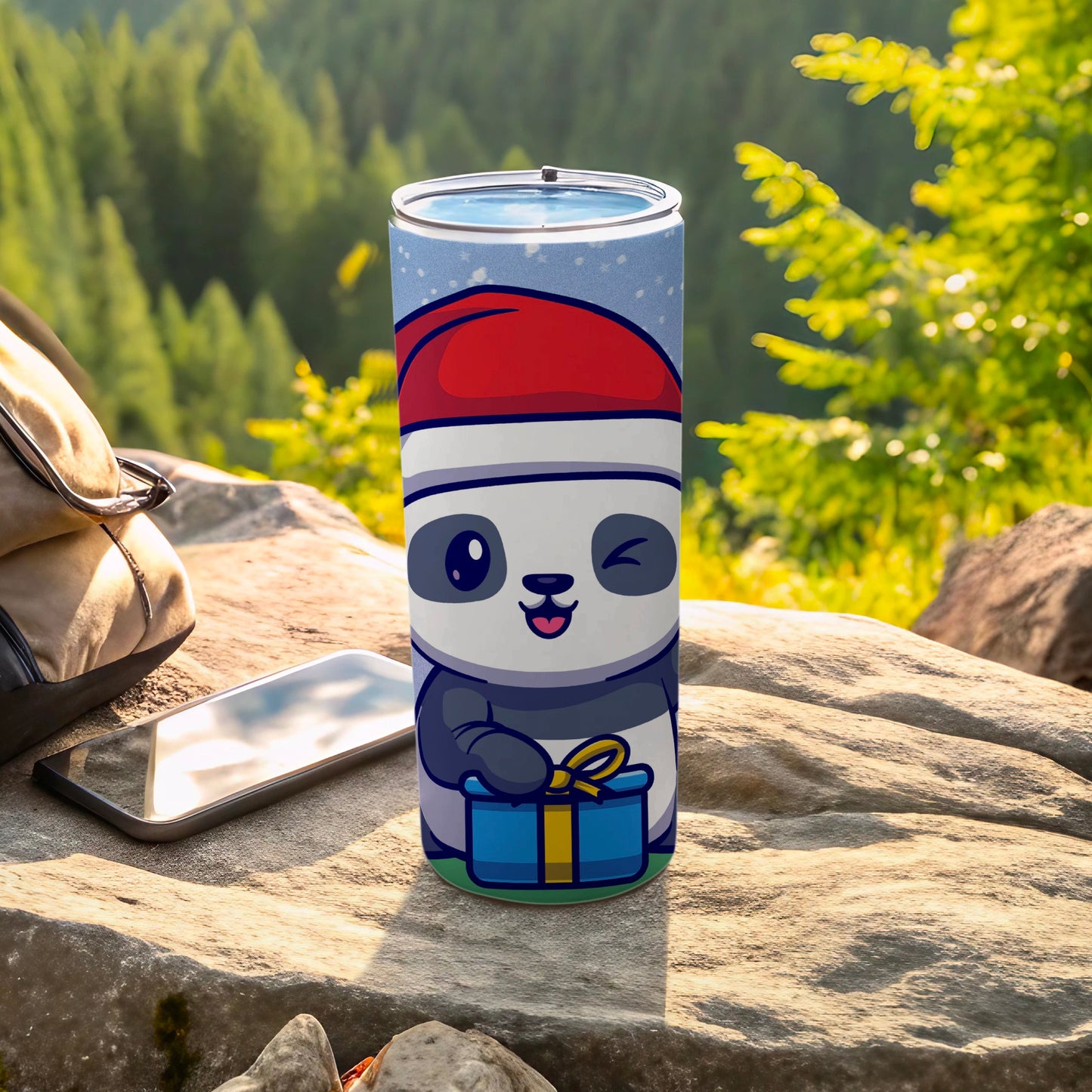 Cute Santa Claus Panda Tumbler with Gift Flask