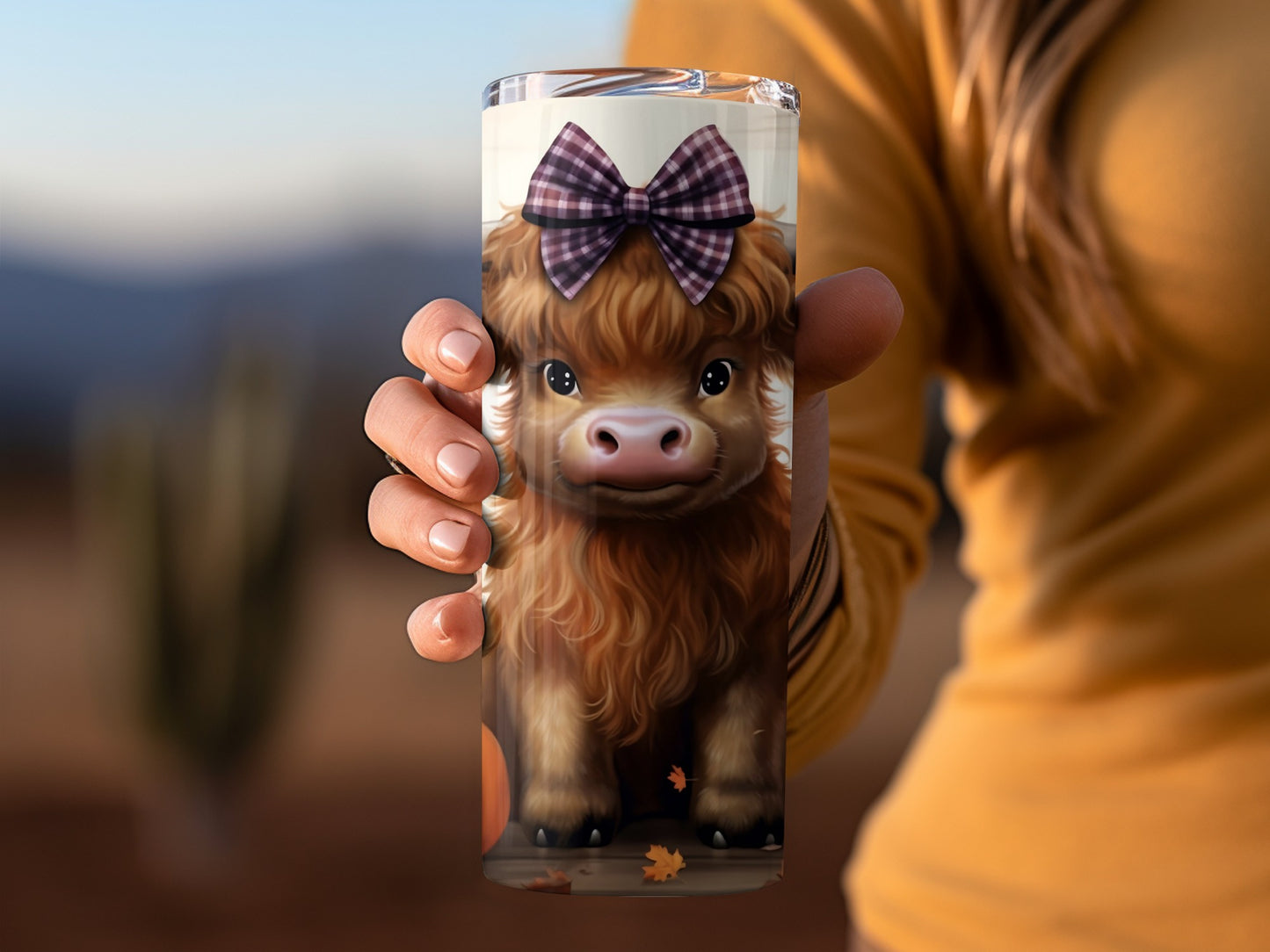 Adorable Highland Cow With Bow Thermos Cup