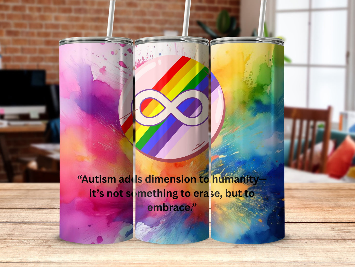 Inspirational Quote Rainbow Infinity Symbol Tumbler