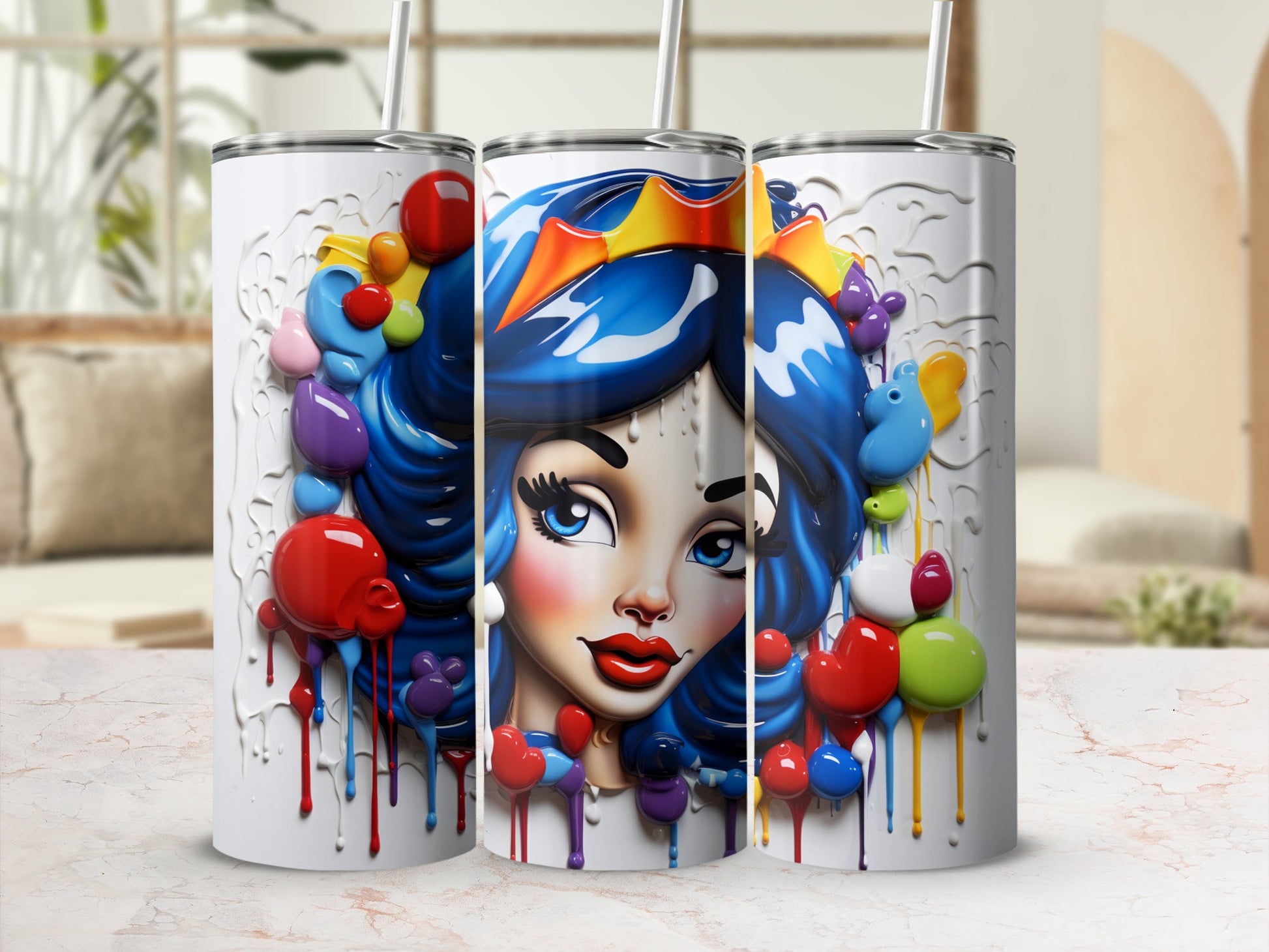 Colorful Dripping Paint Art Tumbler Cup