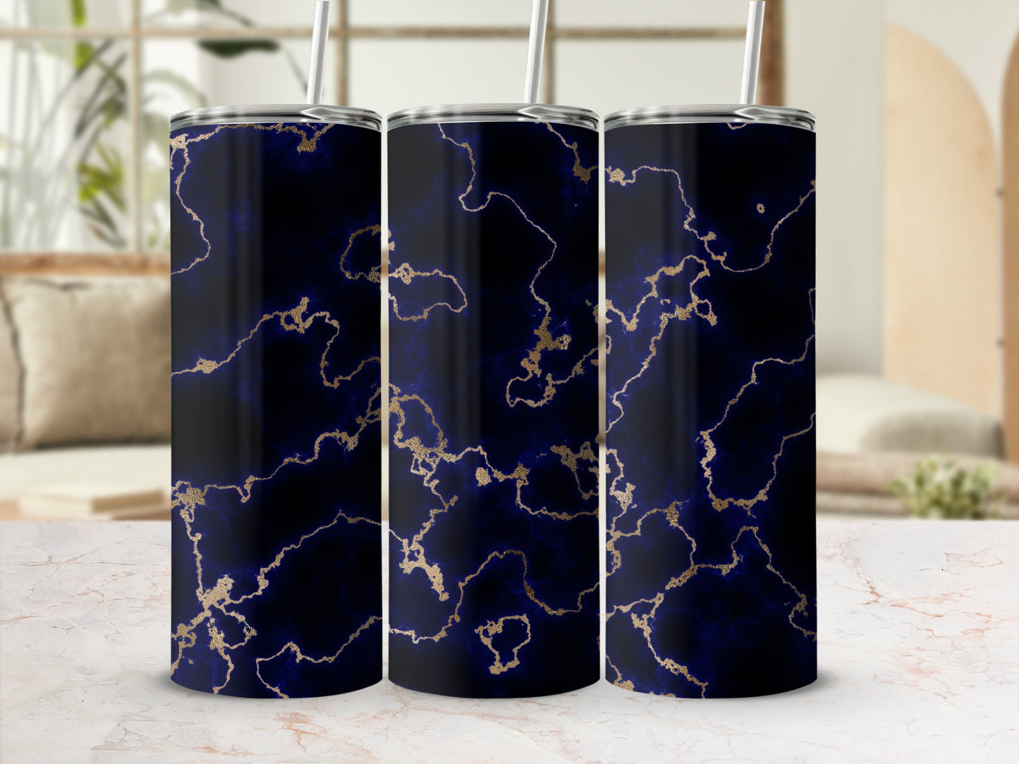 Deep Blue Gold Marble Abstract Tumbler product type