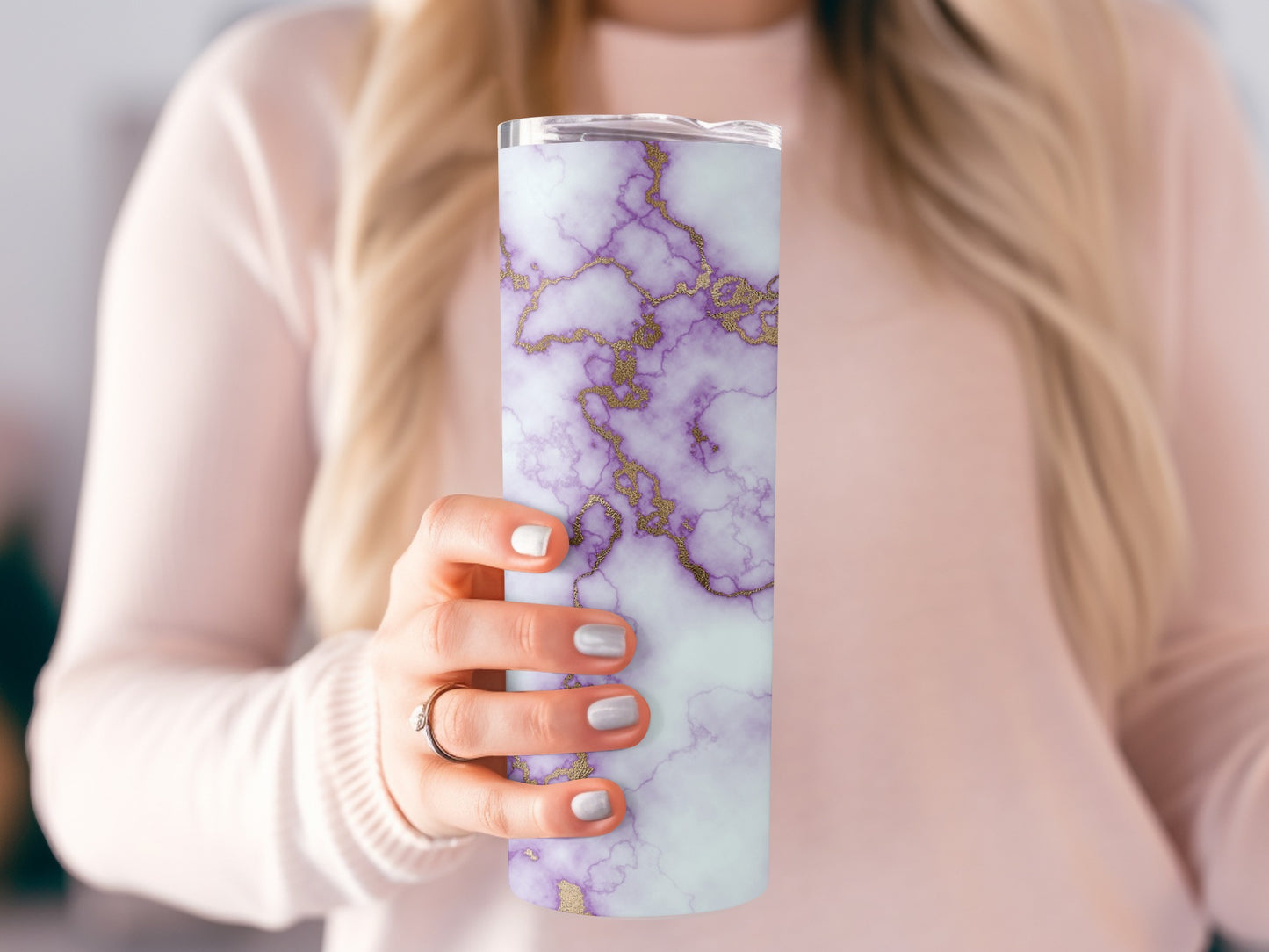Lavender White Gold Veins Elegant Style Design Tumblers