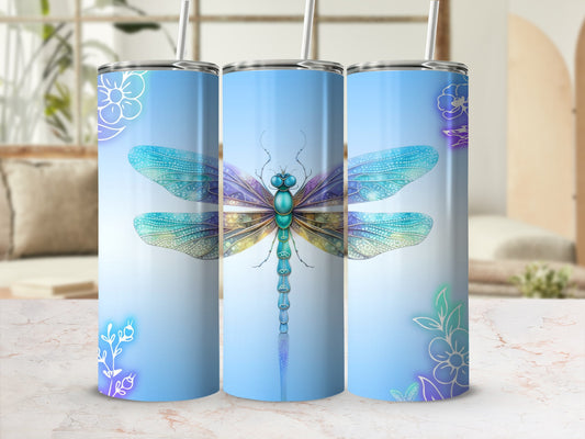 Colorful Dragonfly Design Double-Insulated Tumbler