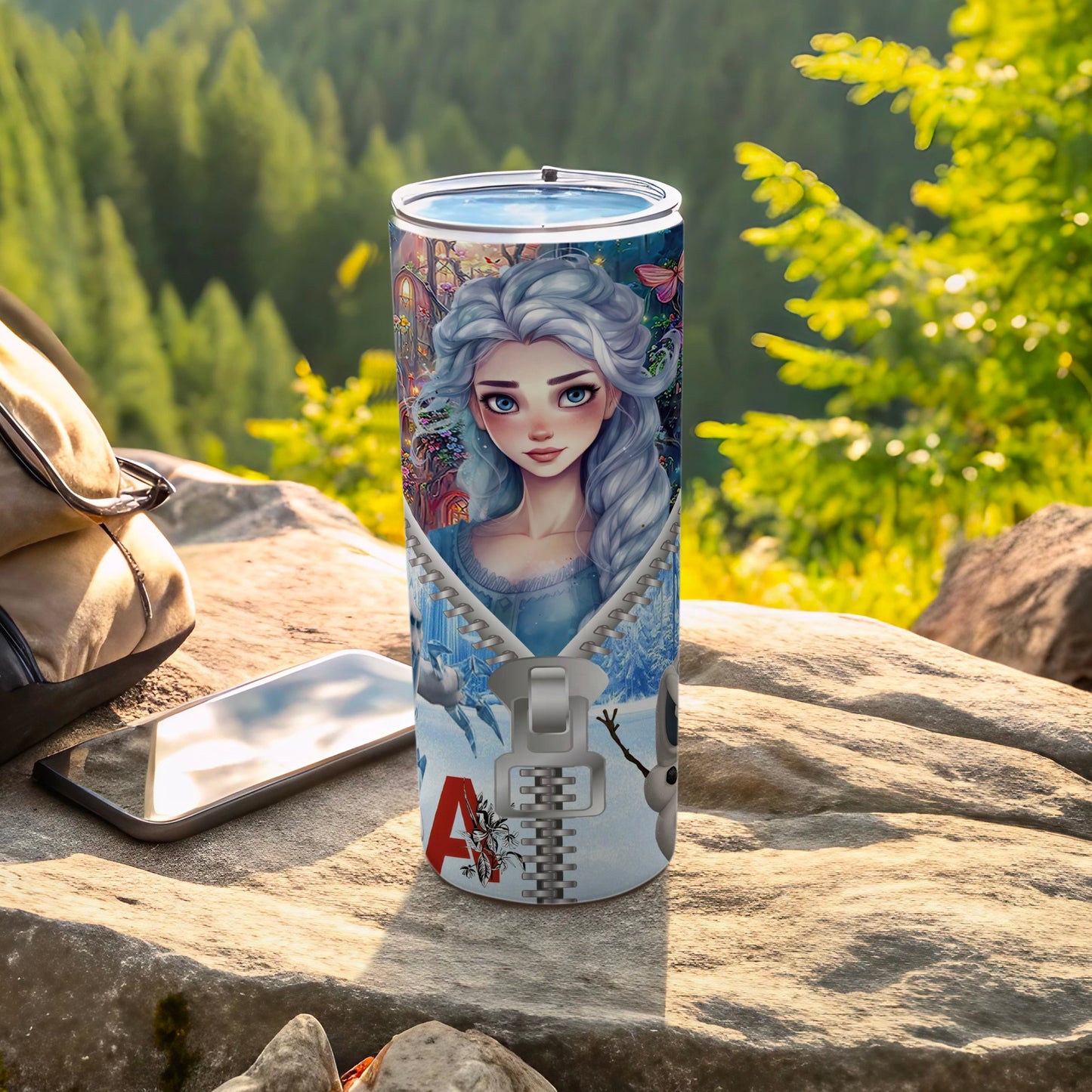 Beautifully Illustrated Frozen-themed Travel Tumbler