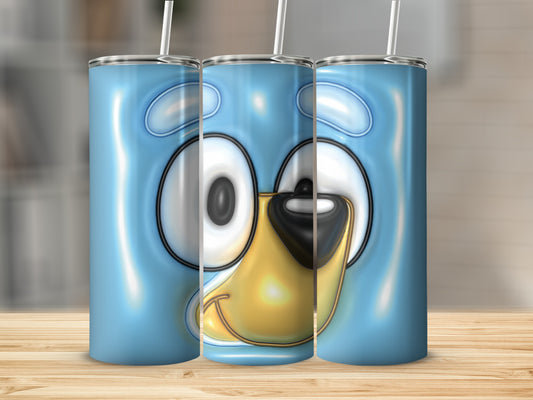 Adorable Blue Cartoon Animal Face Insulated Tumbler
