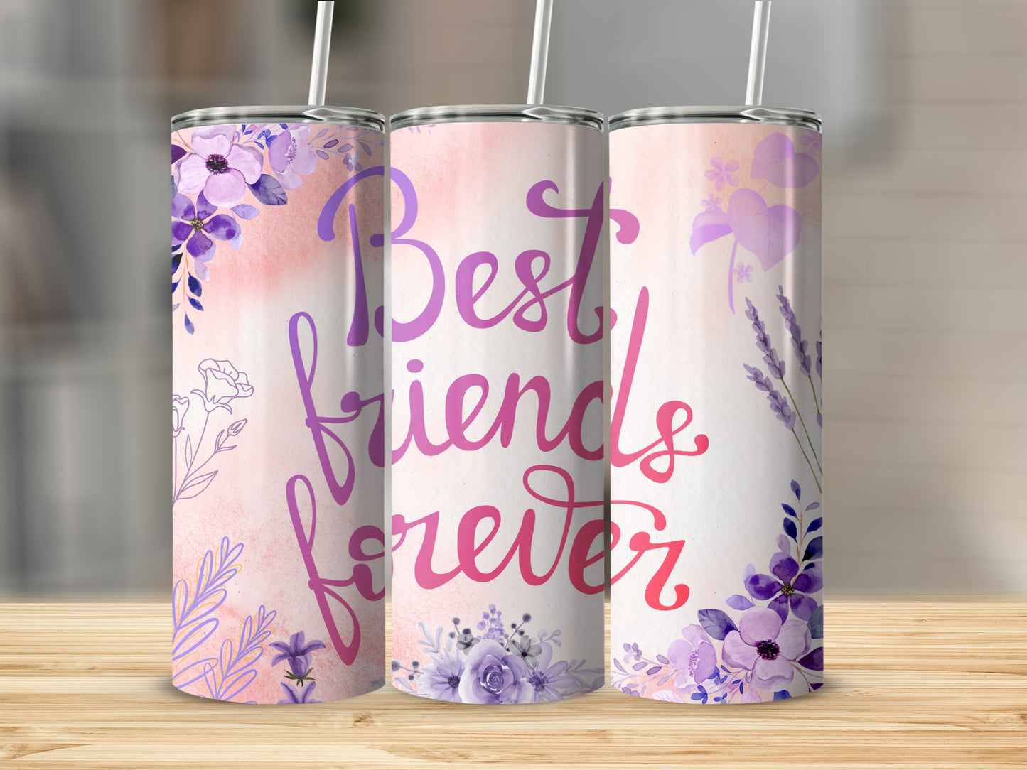 Best Friends Forever Floral Design Tumbler Product