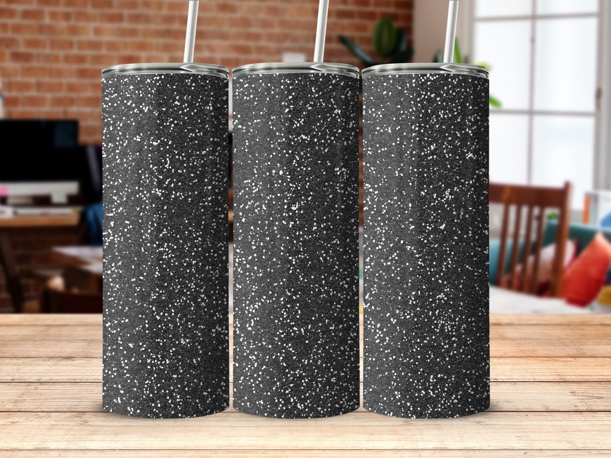 Stylish Black Glitter Tumbler Cup with Lid for All Occasions