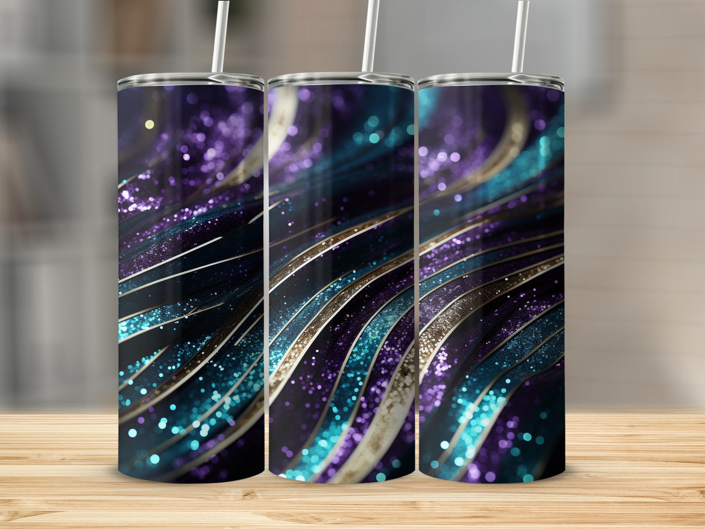 Purple Teal Gold Glitter Swirl Pattern Tumbler product type
