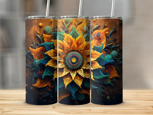 Colorful Sunflower Art Tumbler with Lid 20oz