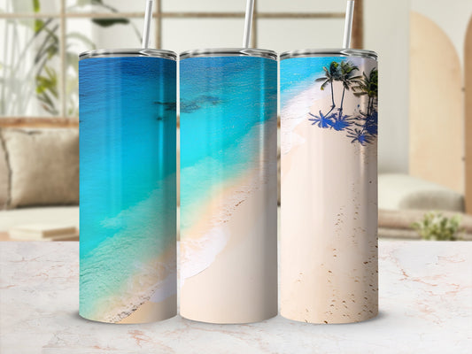 Tropical Ocean Beach Palm Tree Scene Tumbler product type