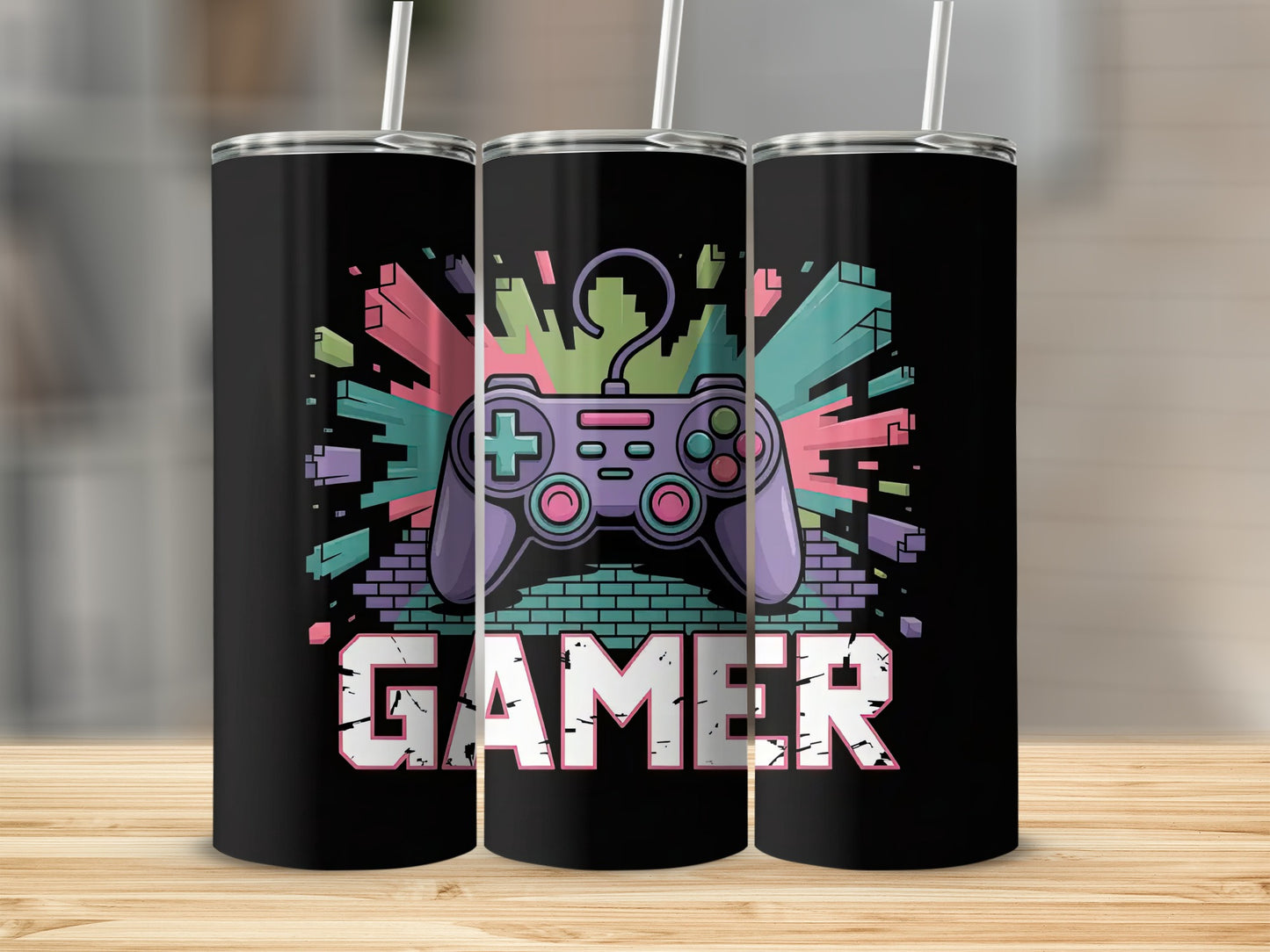 Colorful Gamer Controller Design Tumbler Product
