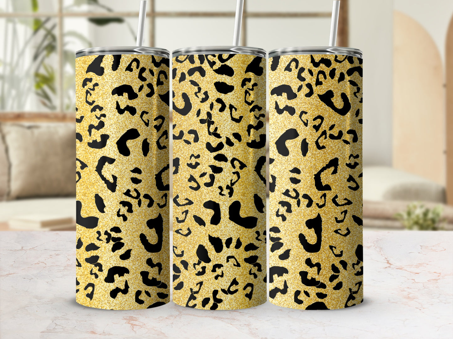 Glittering Gold Leopard Print Tumbler Cup Product