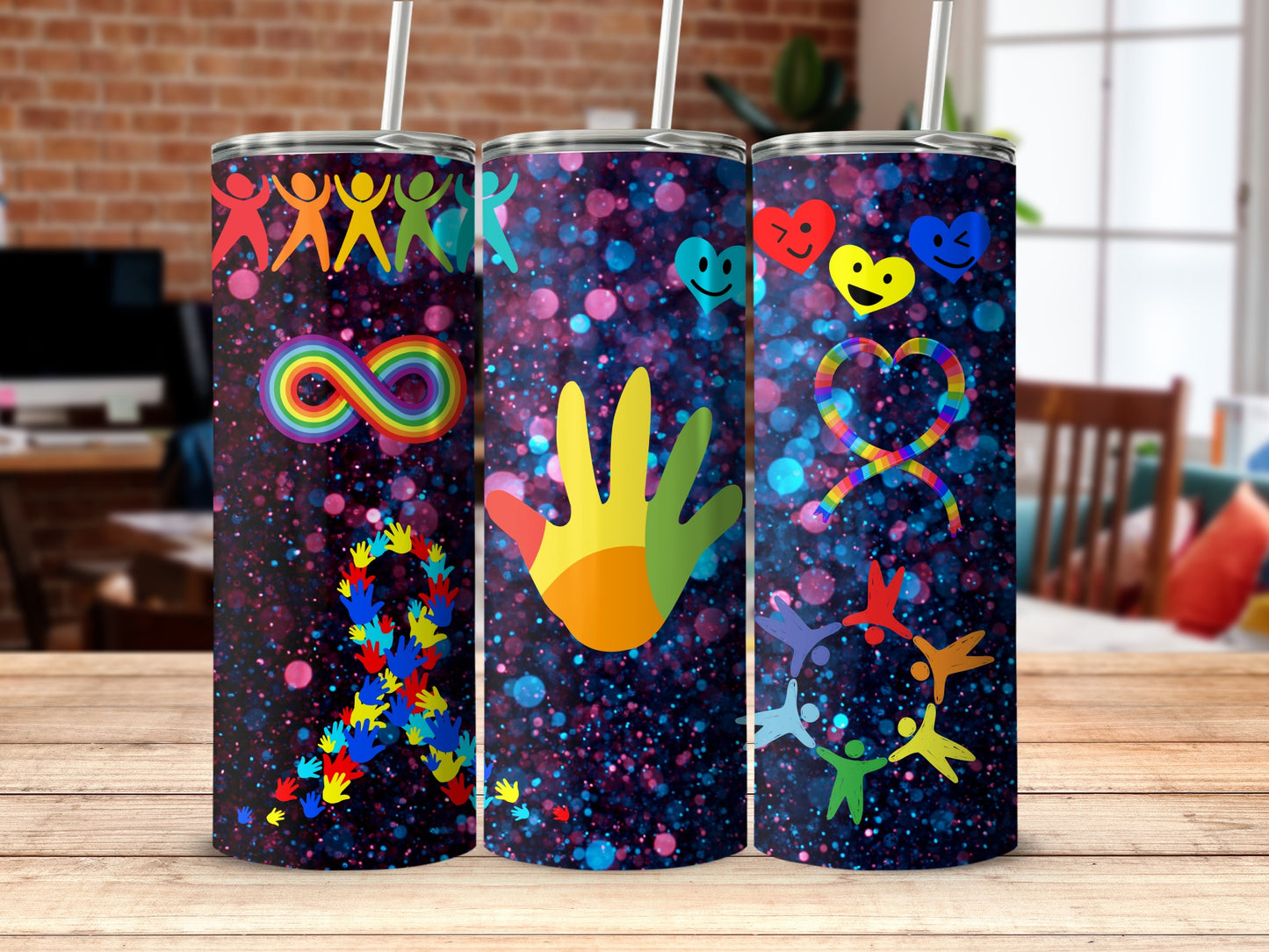 Colorful ASD Awareness Tumblers Set for Unique Style
