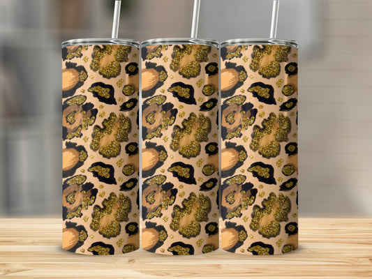 Elegant Leopard Print Tumbler with Straw Perfect Gift