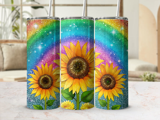 Rainbow Glitter Galaxy Sunflower Tumbler product type