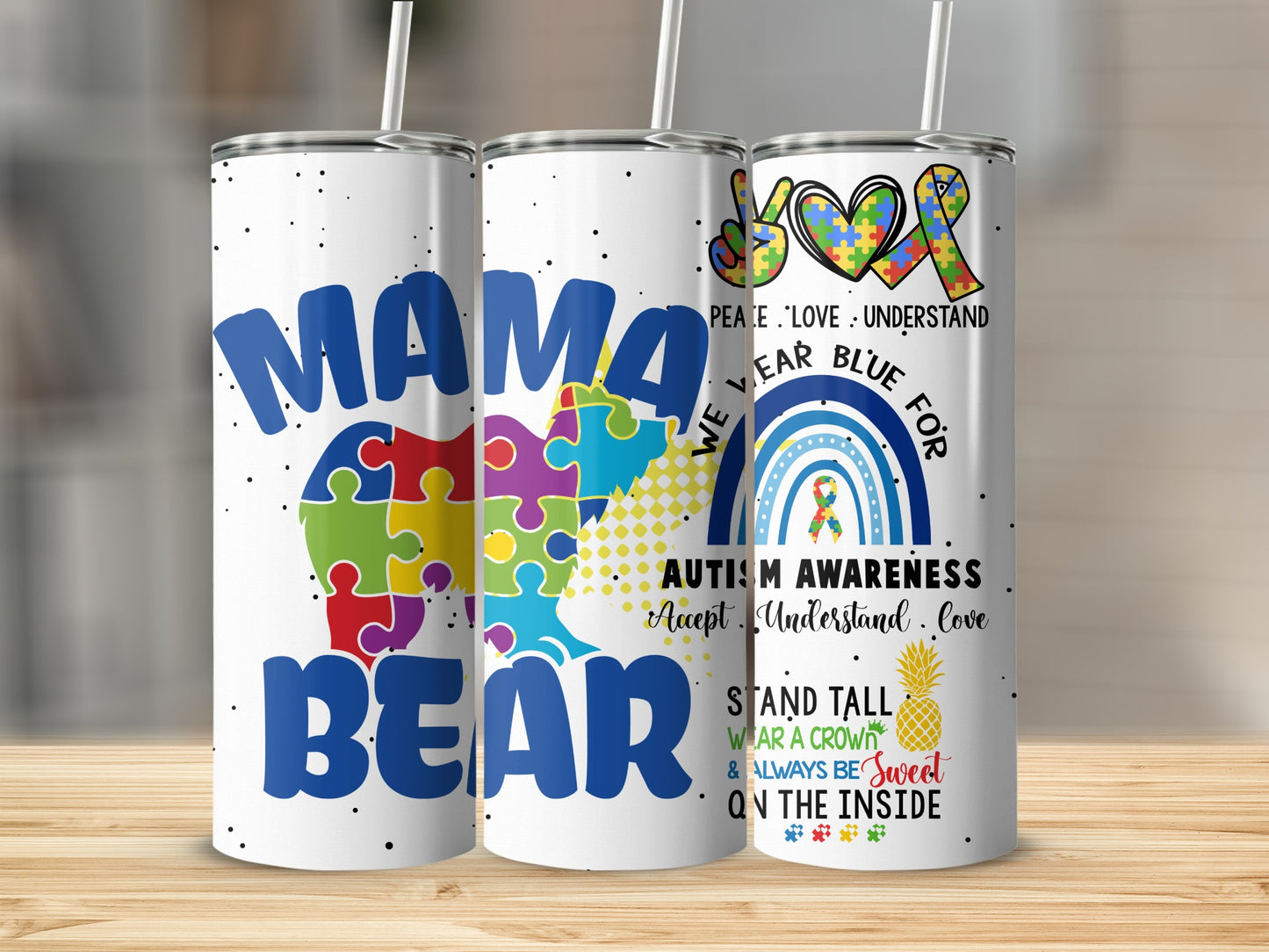 Mama Bear Autism Awareness Tumbler product
