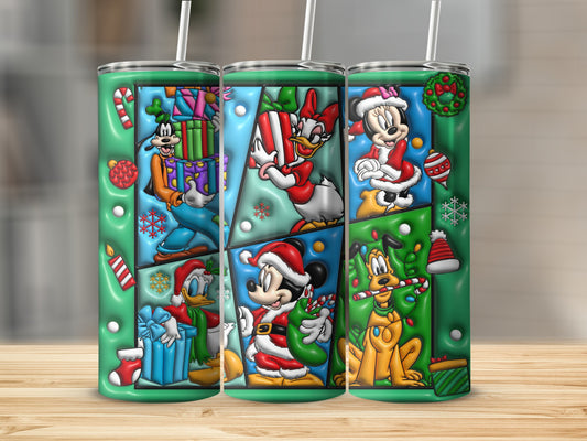 Festive Characters Holiday Themed Tumbler with Straw