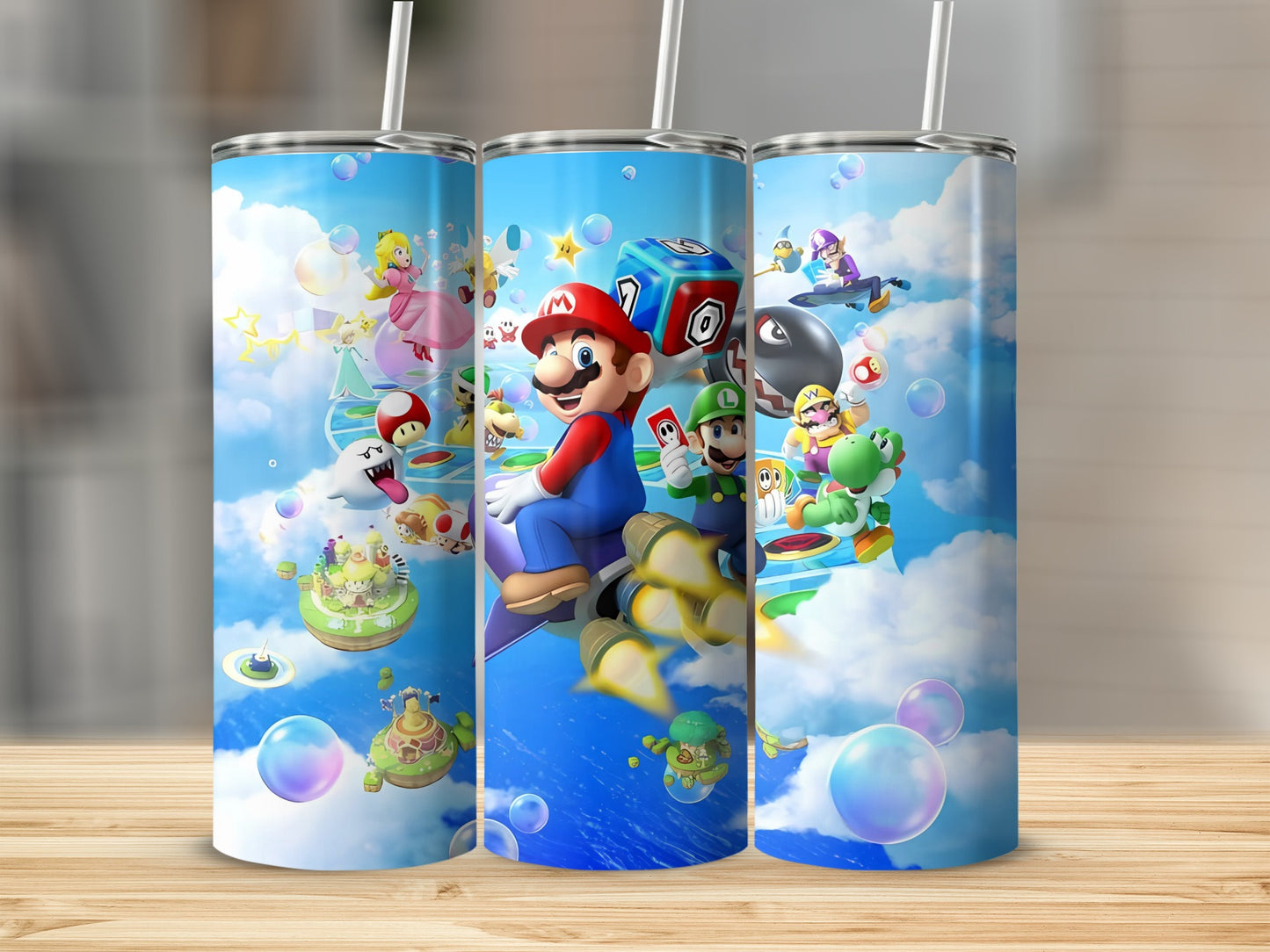 Colorful Super Mario and Friends Sky Adventure Tumbler
