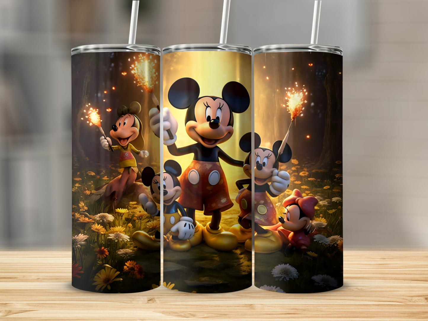 Disney Character Tumbler with Firework Design