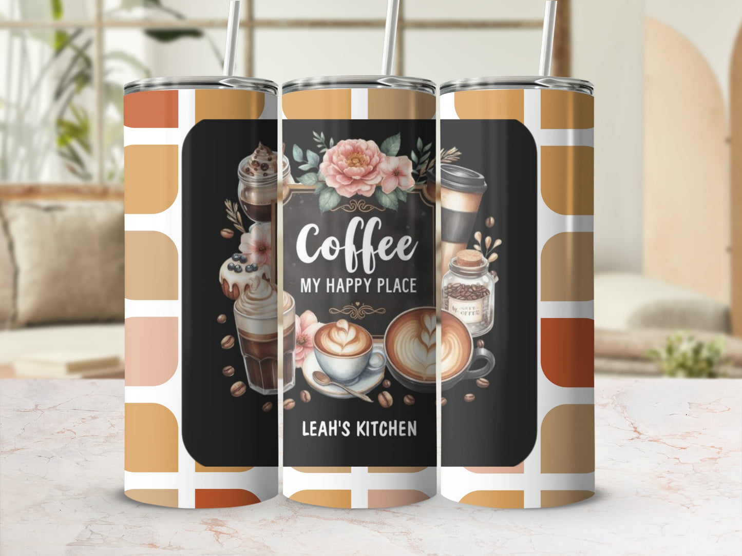 Coffee My Happy Place Leah's Kitchen Tumbler Cup