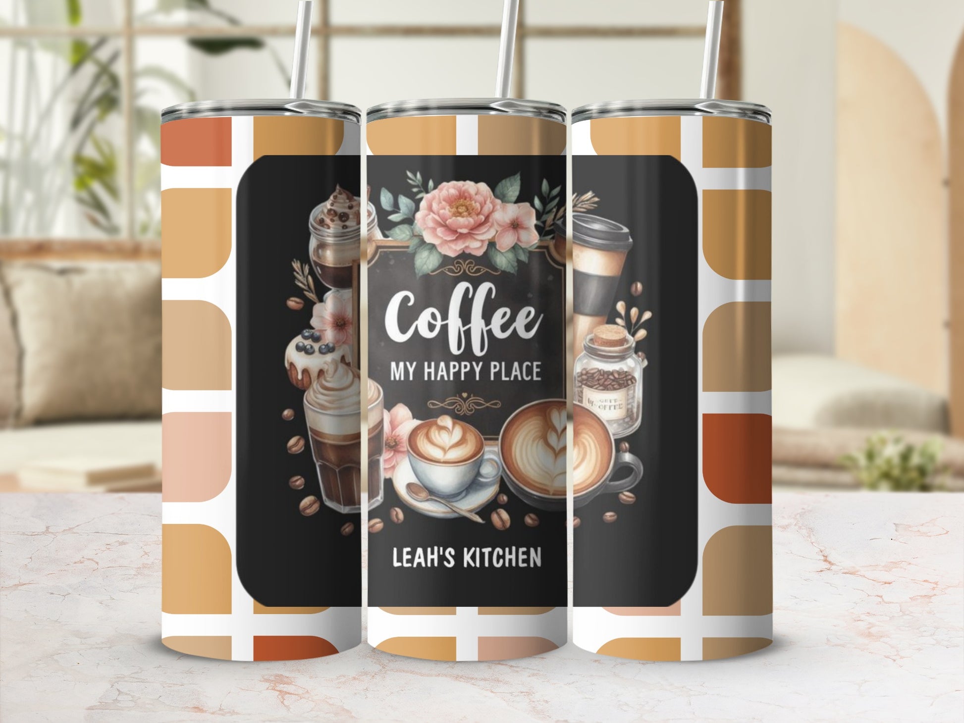 Coffee My Happy Place Leah's Kitchen Tumbler Cup