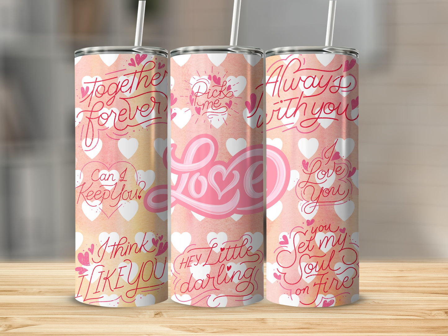 Romantic Heart Love Quotes Tumbler Collection