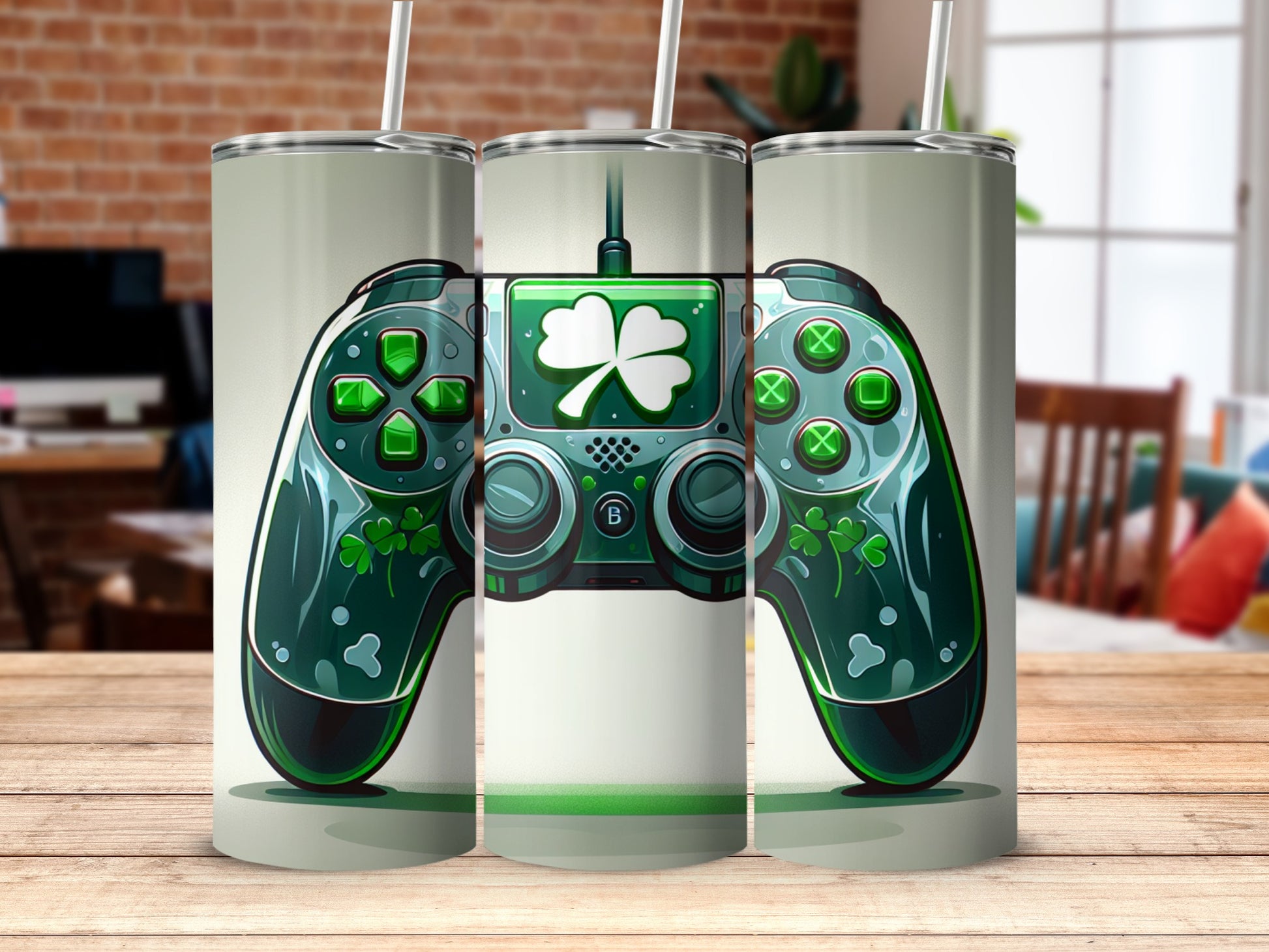 Emerald Clover Gaming Controller Custom Tumbler