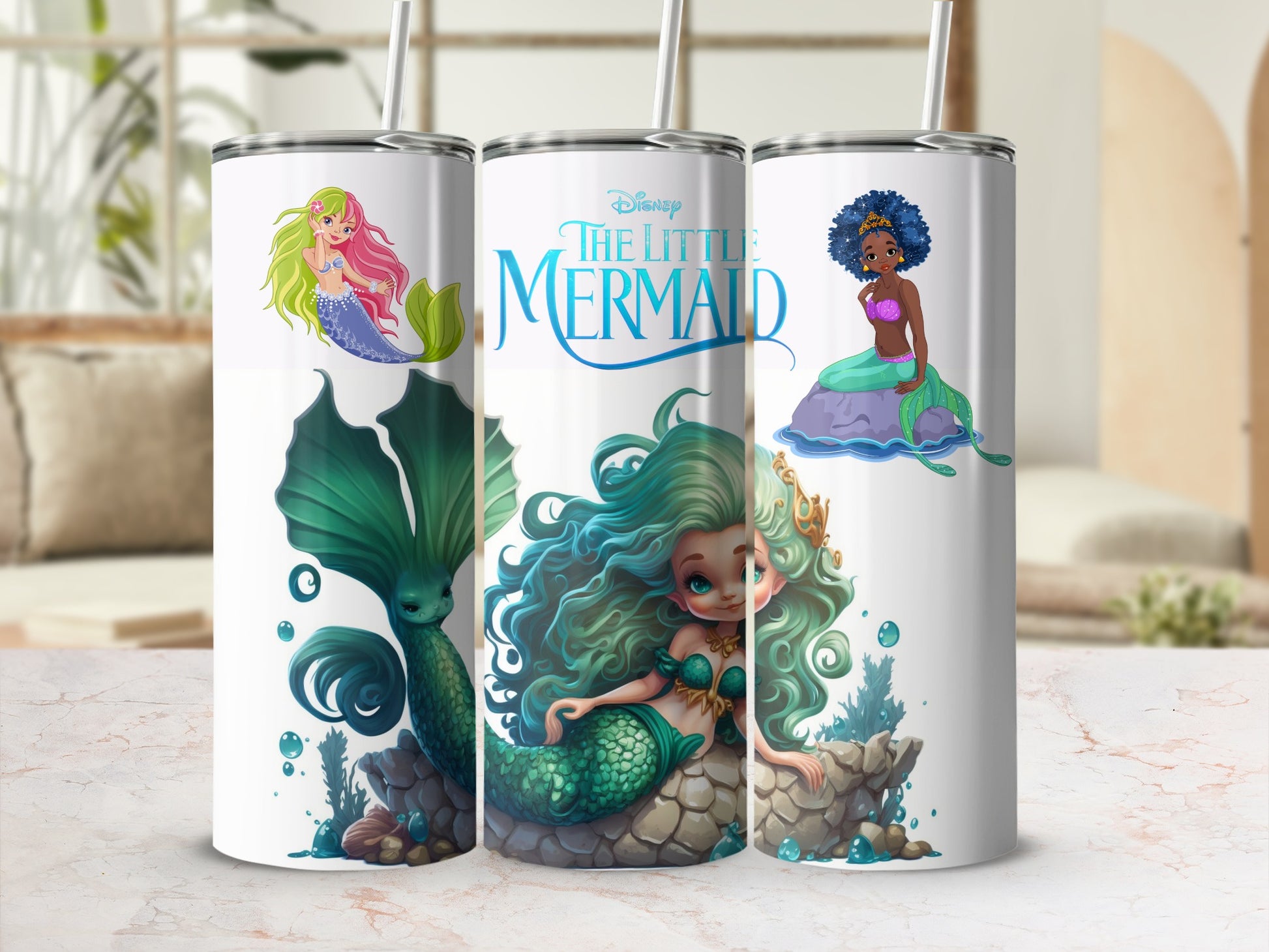 The Little Mermaid Themed Tumblers with Mermaid Designs