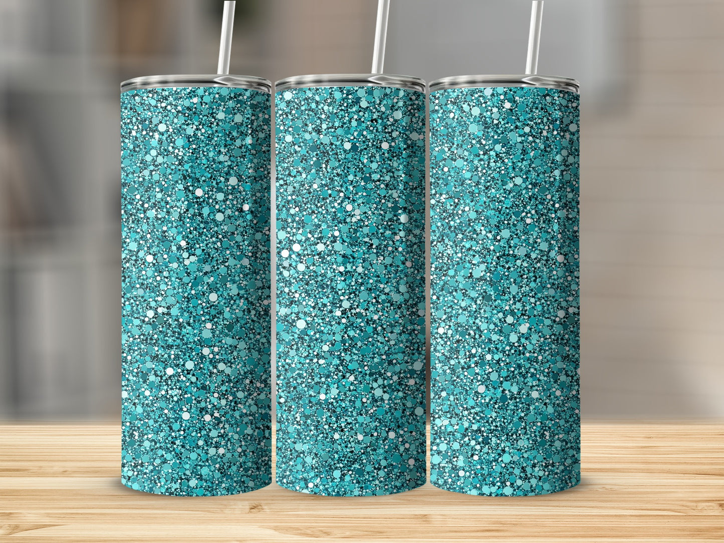 Sparkling Turquoise Texture Shimmering Glitter Tumblers