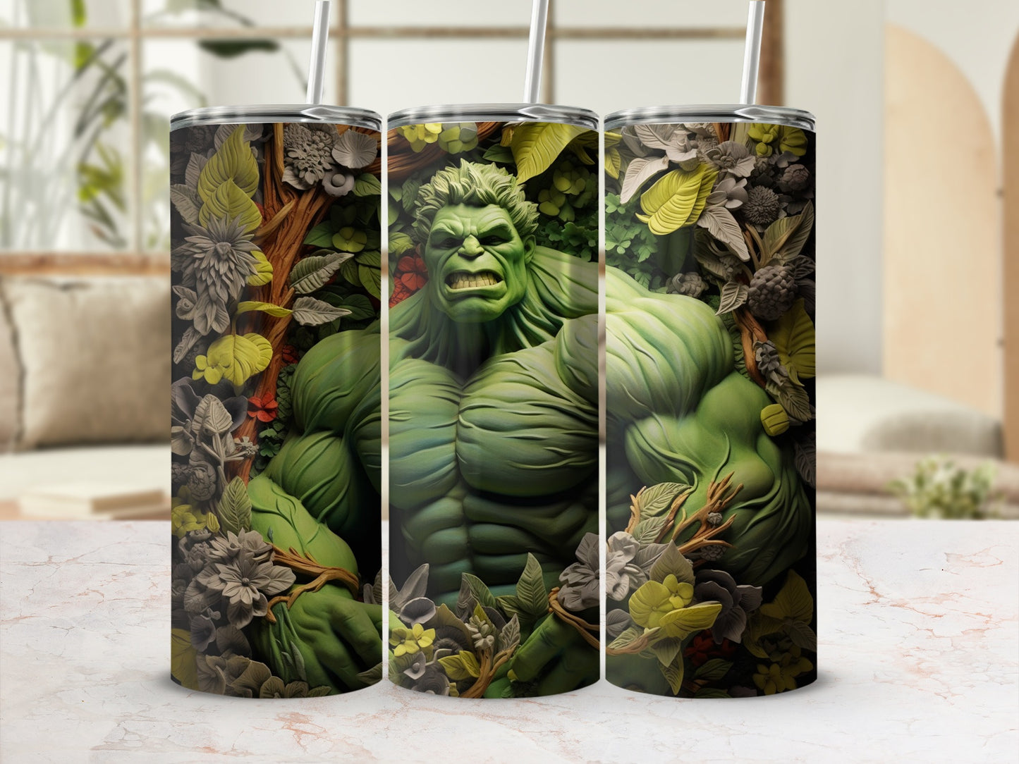 Incredible Green Strongman Tumbler with Forest Design