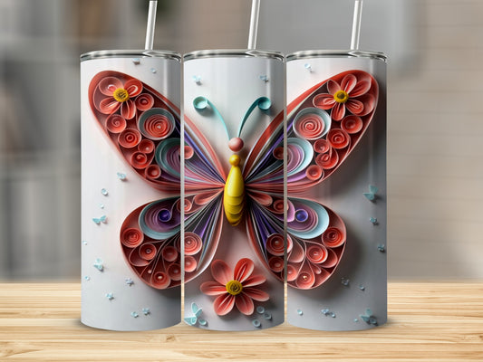 Colorful Intricate Butterfly Design Tumbler Cup