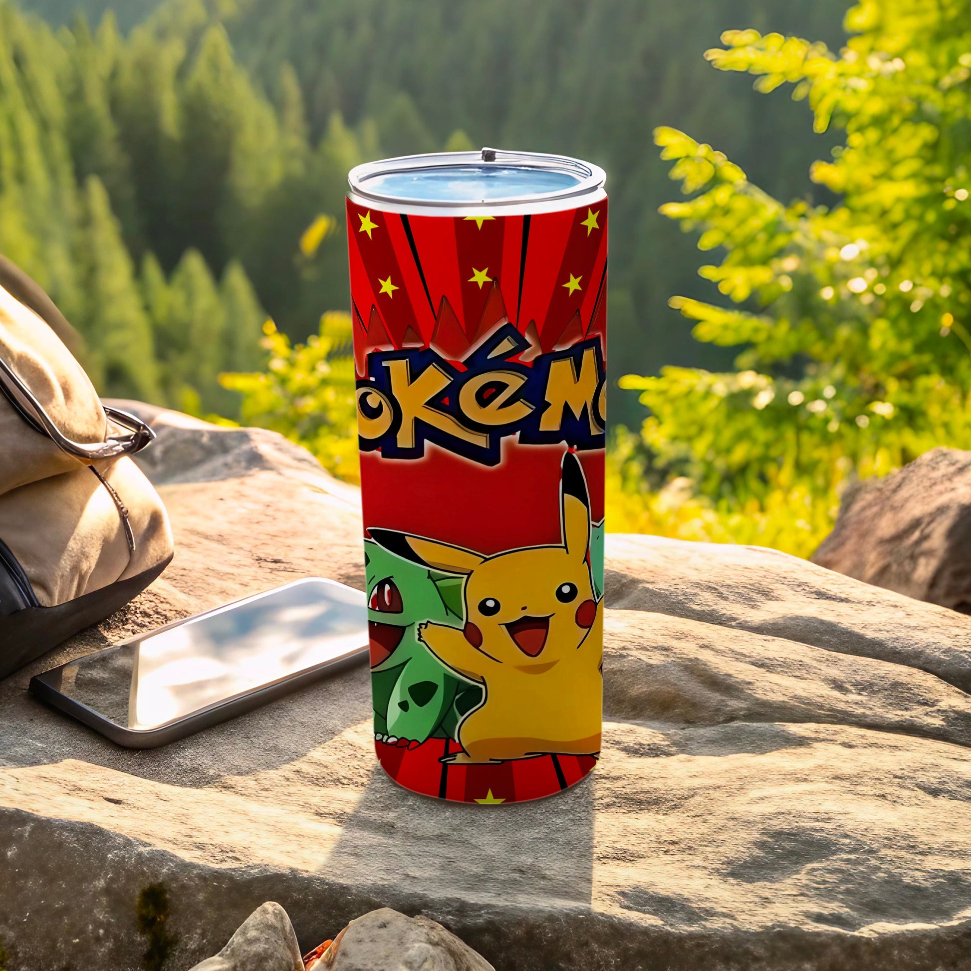 Colorful Pokémon Themed Tumbler with Pikachu and Friends