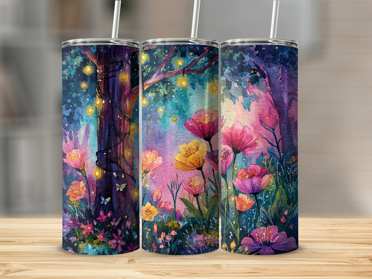 Colorful Fantasy Forest Blossoms Tumbler