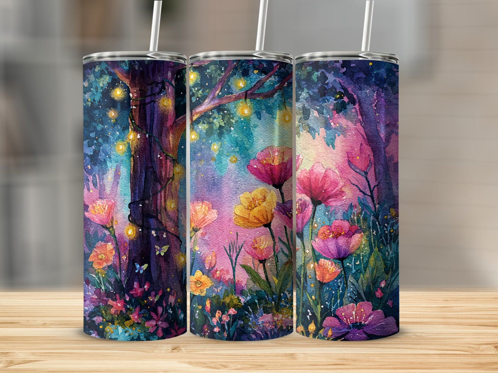 Colorful Fantasy Forest Blossoms Tumbler