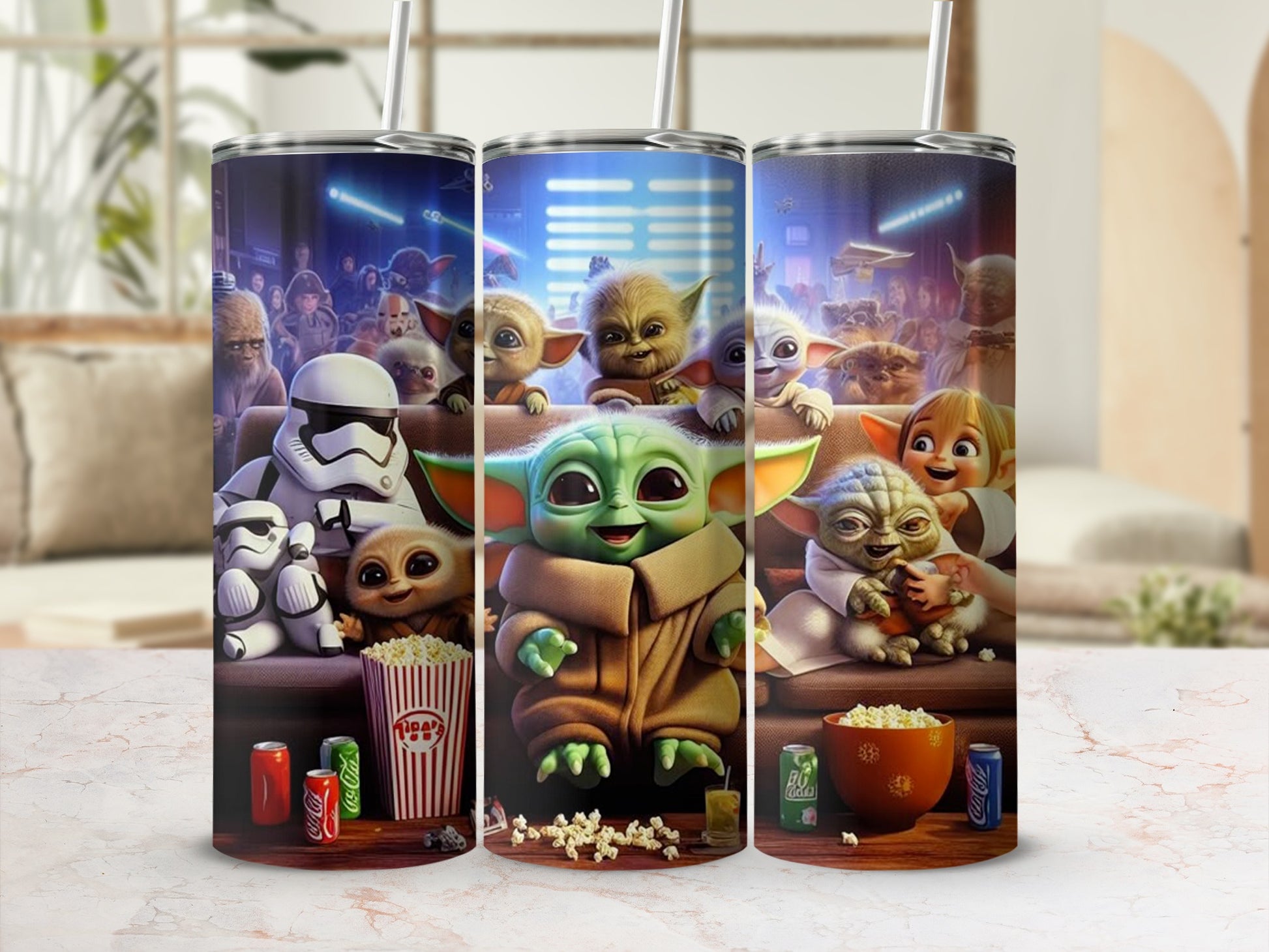 Cute Baby Alien and Friends Movie Time Tumbler Product