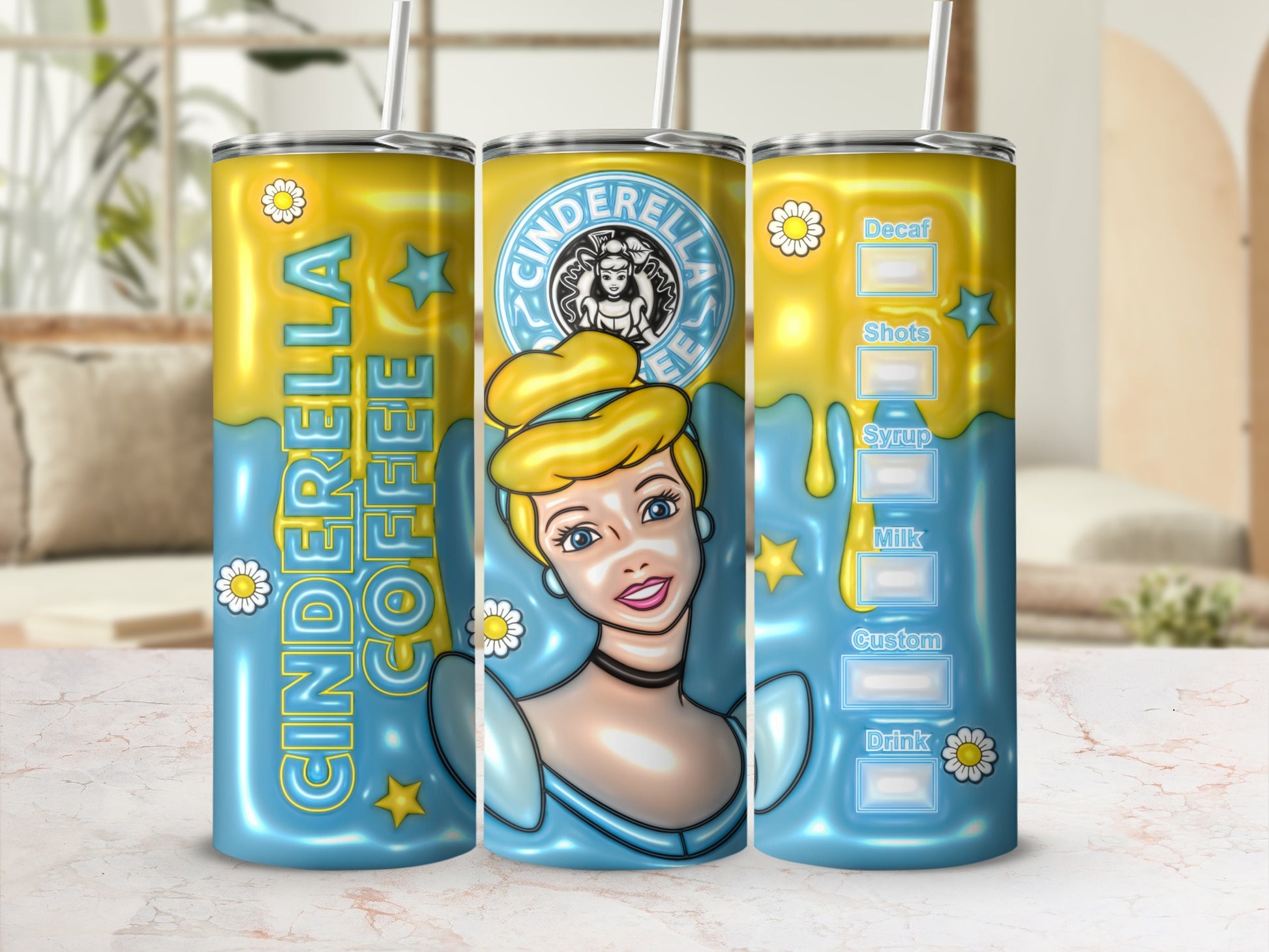 Cinderella Coffee Tumbler with Customizable Options